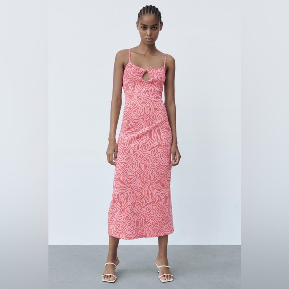 Zara Pink and Red Cut-Out Bodycon Dress